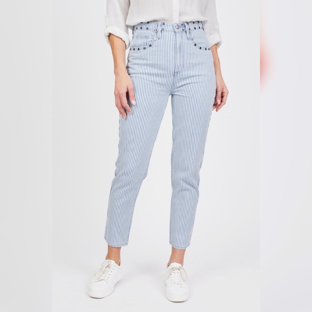 Juicy Couture High Rise Ticking Stripe Skinny Jean